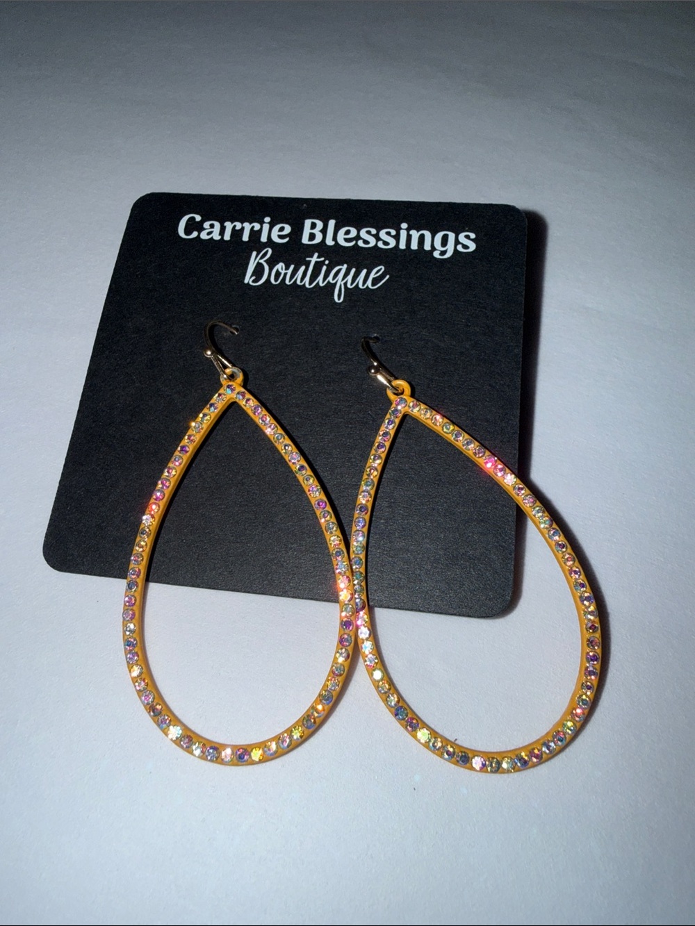 Gold Teardrop Crystal Hoop Earrings